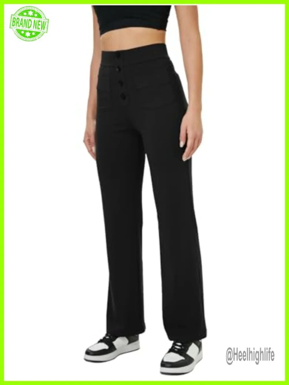 High Waist Straight Leg Dress Pants Stretchy Work Trousers